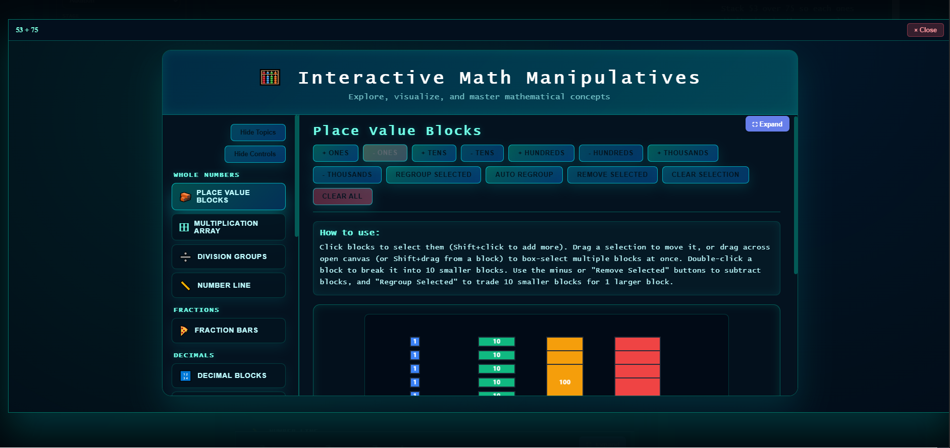 Interactive Math Manipulatives